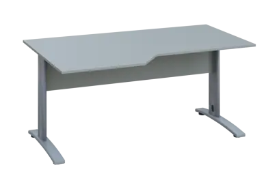 EZK 28 - 166 stůl kancelářský, rohový, levý, kovová podnož stříbrná, deska 25 mm, široký 1600 mm, šedá